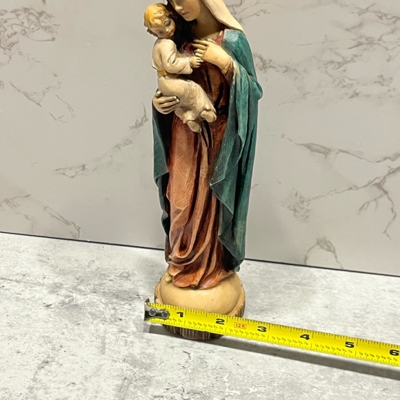Signed by ‘A. Lucchesi Faro’ Virgin Mary w/ Baby Jesus statue ITALY vintage - Picture 15 of 16